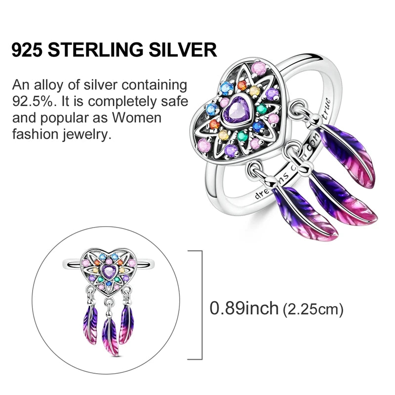 Hot Sale 925 Sterling Silver Ring Eye Plam Frefly Stars Heart Rings For Wedding Women Girls Jewelry Anniversary