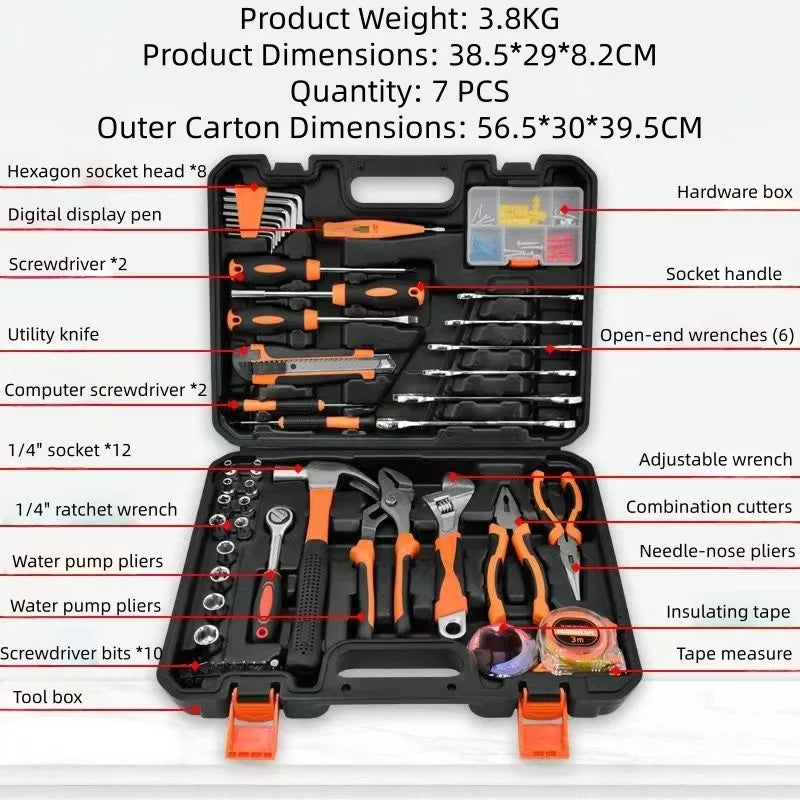 53 Piece Home Hand Tool Set Household Woodworking Combination Toolbox Repair Kits Gift Toolkit Manual Garden Tools