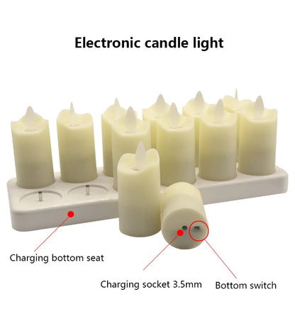 Set of 12 Rechargeable Remote-Controlled LED Candles Light with Realistic Flickering Flames Mood Lighting for Home Décor Candles