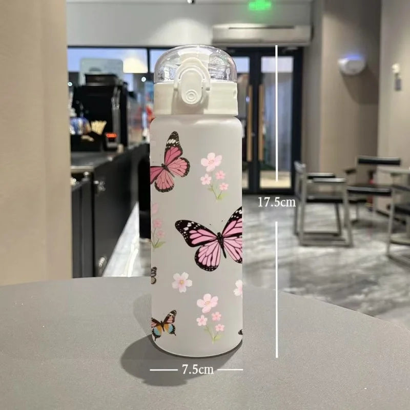 780ml 3D Printed Cute Cartoon Water Bottle Leakproof Plastic Straw Cup Portable Outdoor Large Capacity Sports Water Bottle