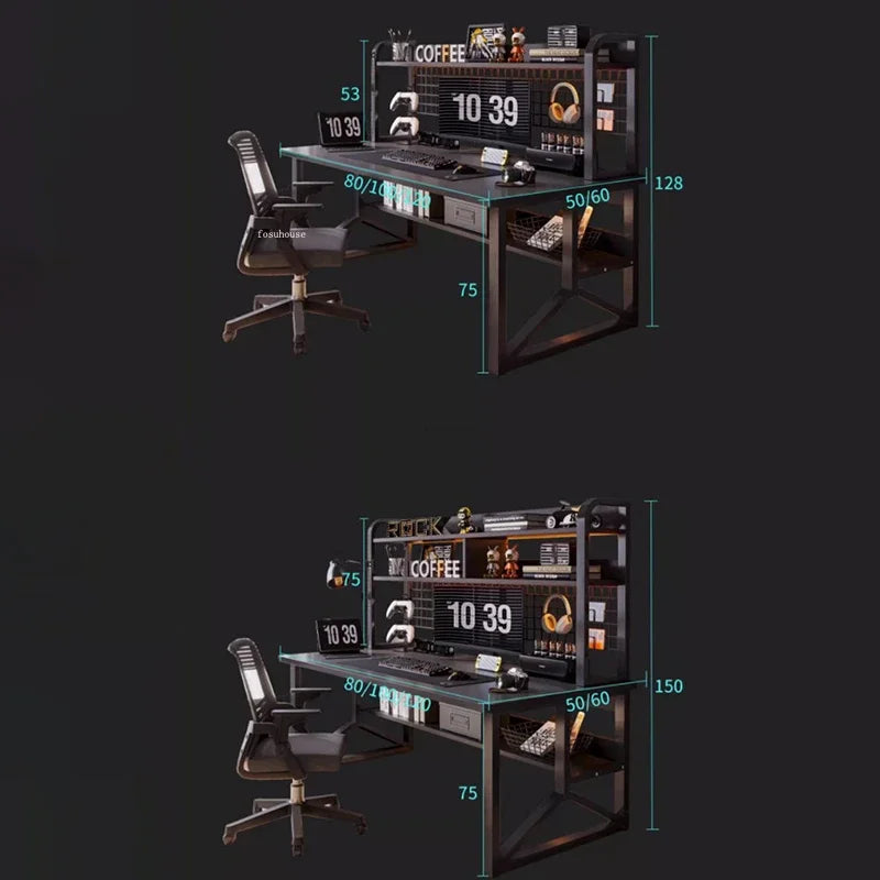 Storage Desktop Gaming Table European Wooden Computer Desks Home Office Furniture Student Writing Desk Integrated Desk Bookshelf