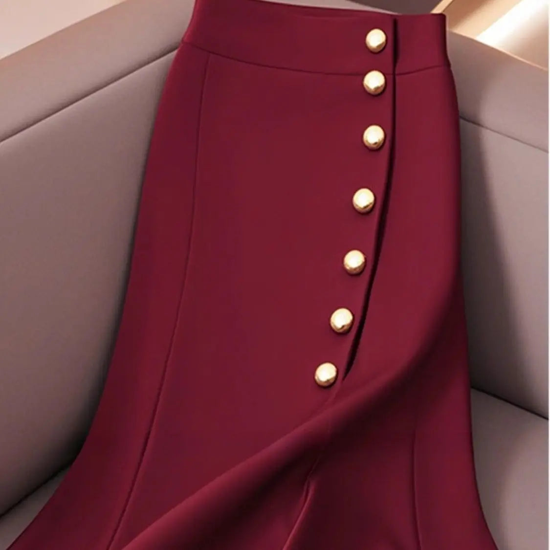 New Fashion Temperament Mermaid Skirt Women Slim High Waist Single Breasted Solid Color Office Lady Elegant Skirts High End