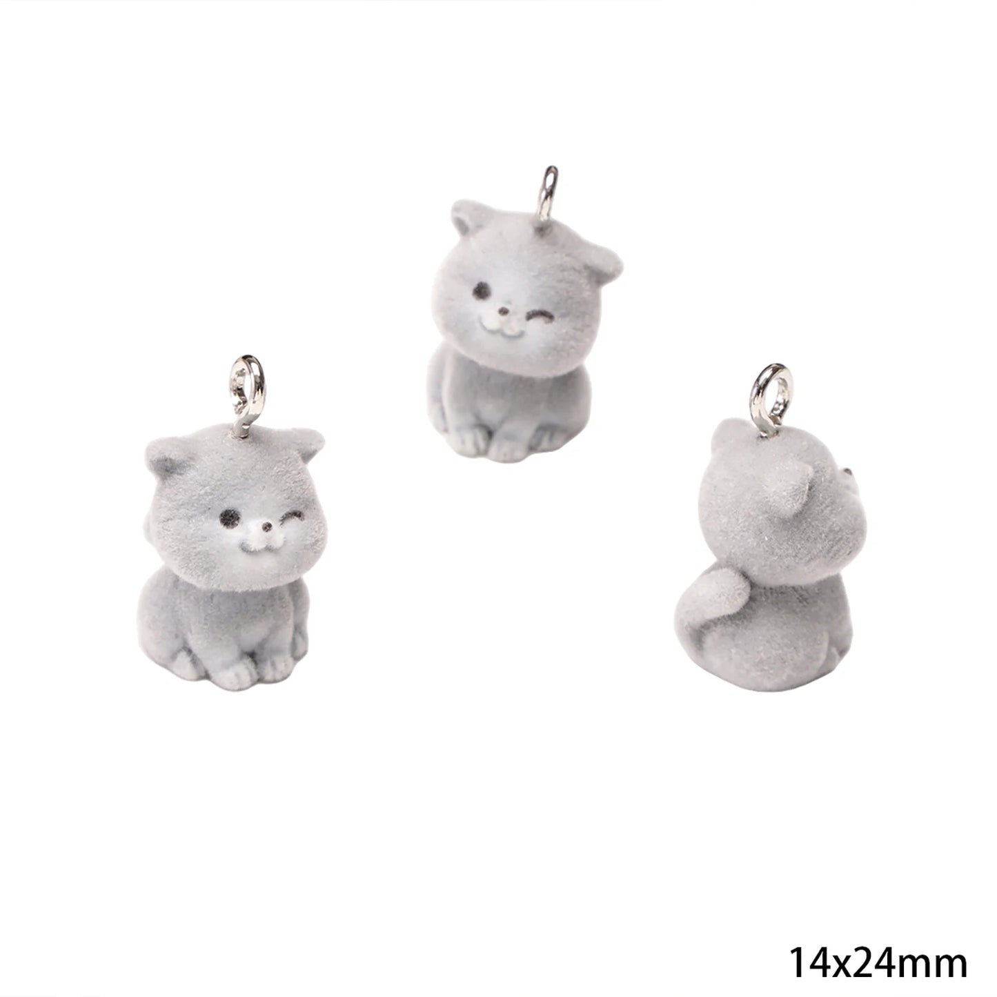 1Pcs 3D Flocking Resin Charms Cartoon Animal Pendant for Necklace Earrings Keychain Making DIY Jewelry Accessories Wholesale