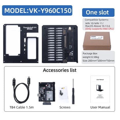 eGPU Thunderbolt 4/3 TB3/TB4 To PCIe X16  GPU Dock External Graphics USB4 NUC Laptop Gaming  Bracket