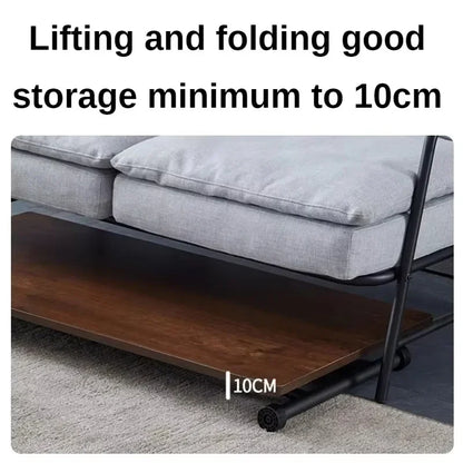 Multifunctional Movable Folding Dining Table Metal Table Legs Small Coffee Tables Dual Storage Extendable Modern Home Furniture