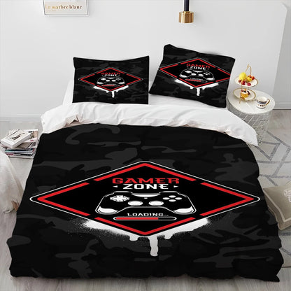 Cartoon Gamer Game Controller Comforter Bedding Set,Duvet Cover Bed Set Quilt Cover Pillowcase,King Queen Size Bedding Set Child
