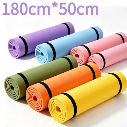 Yoga Pilates Mat 180x50cm Portable Non‑Slip Fitness Exercise Mat Balancing Mat Workout Pad For Home Gym Outdoor Sleeping Pad