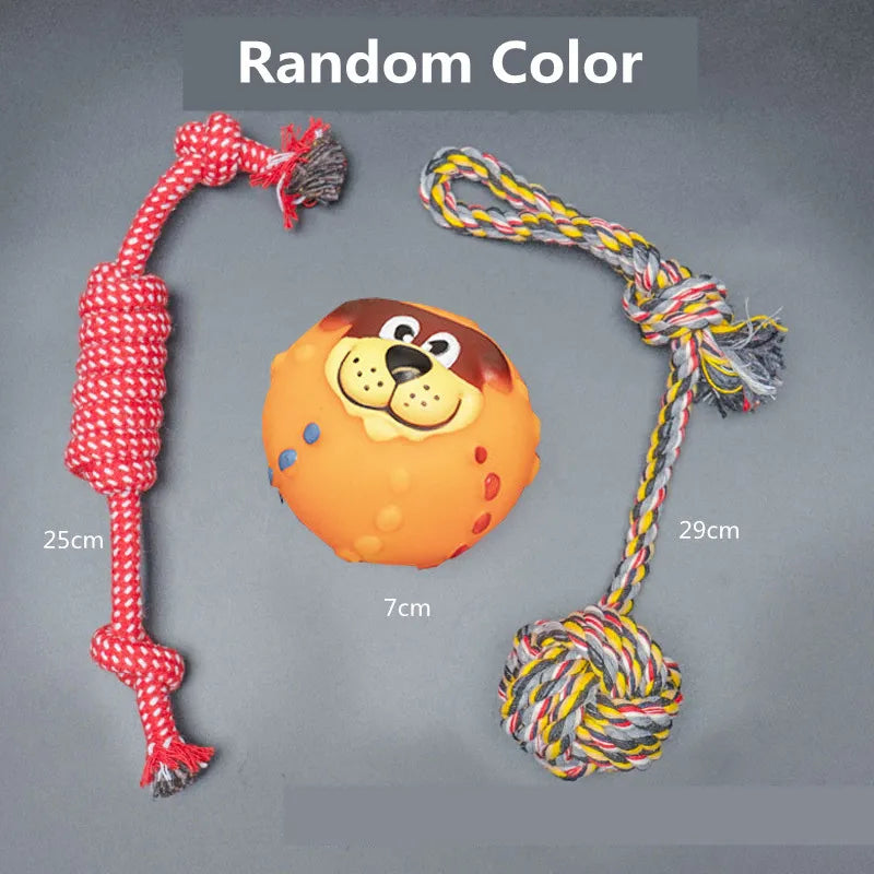 New Dog Toys Pet Ball Bone Rope Squeaky Plush Toys Kit Puppy Interactive Molar Chewing Toy for Small Large Dogs Pug Supplies