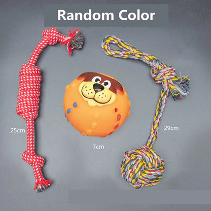New Dog Toys Pet Ball Bone Rope Squeaky Plush Toys Kit Puppy Interactive Molar Chewing Toy for Small Large Dogs Pug Supplies