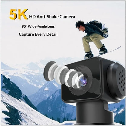 5K Action Camera with Anti-Shake - 270° Rotatable Lens, 1.33" Screen, WiFi, External Mic for Vlog/Outdoor