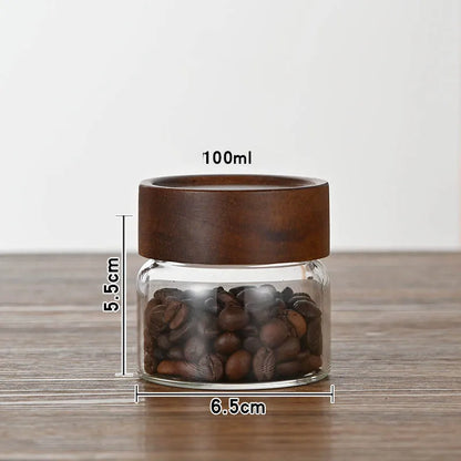 High Borosilicate Glass With Lids Storage Tank Acacia Wood Miscellaneous Grain Sealed Can Storage Pots Split Bottle Spice Jars