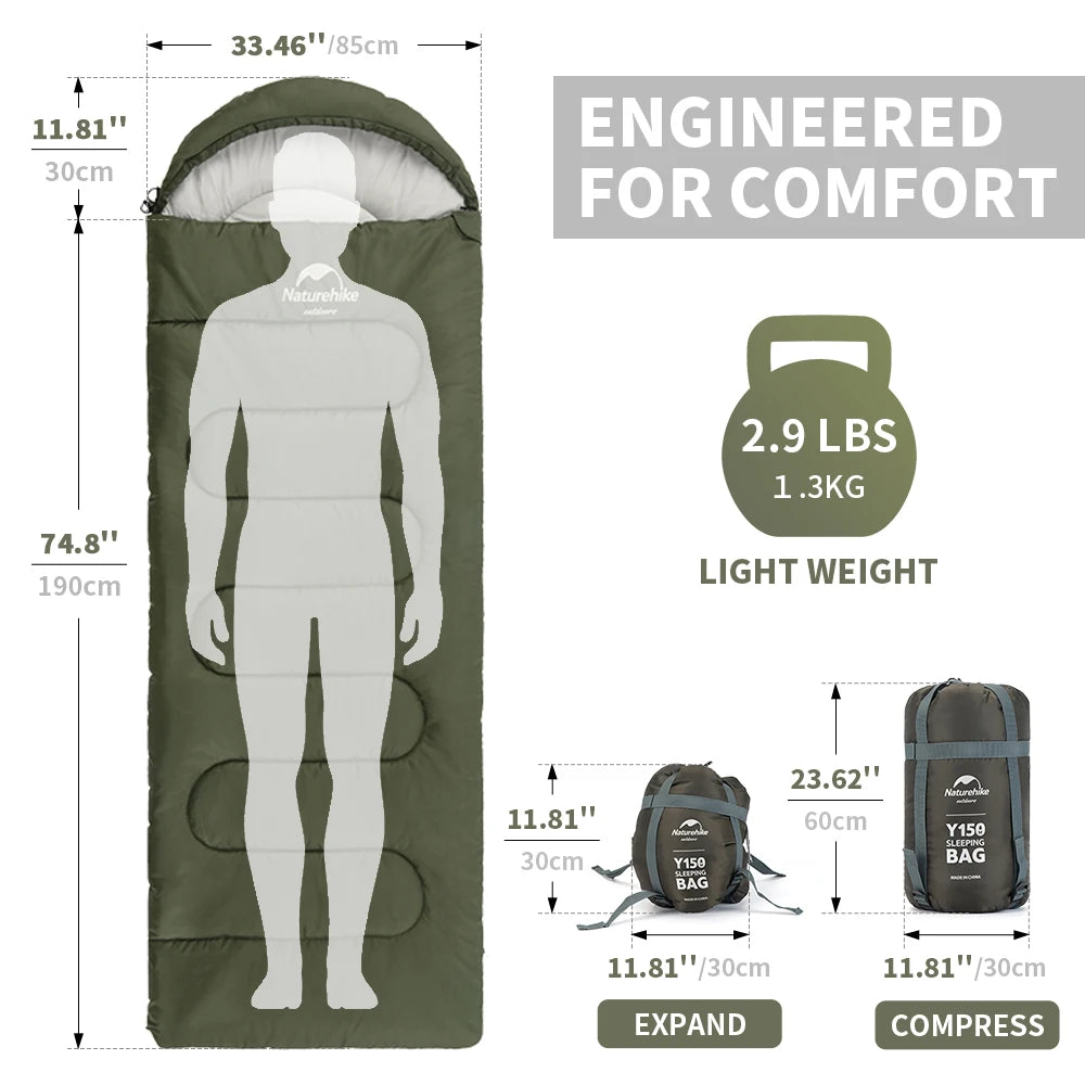 Naturehike Y150 Sleeping Bags Ultralight Cotton Sleeping BagOutdoor Camping Home Leisure Sleeping Bag Hiking Sleeping Bag