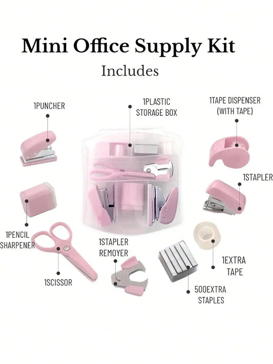 8pcs Mini Office Supply Kits Mini School Supplies – includes Mini Stapler,Scissors, Staple Remover, Staples, Tape Dispenser