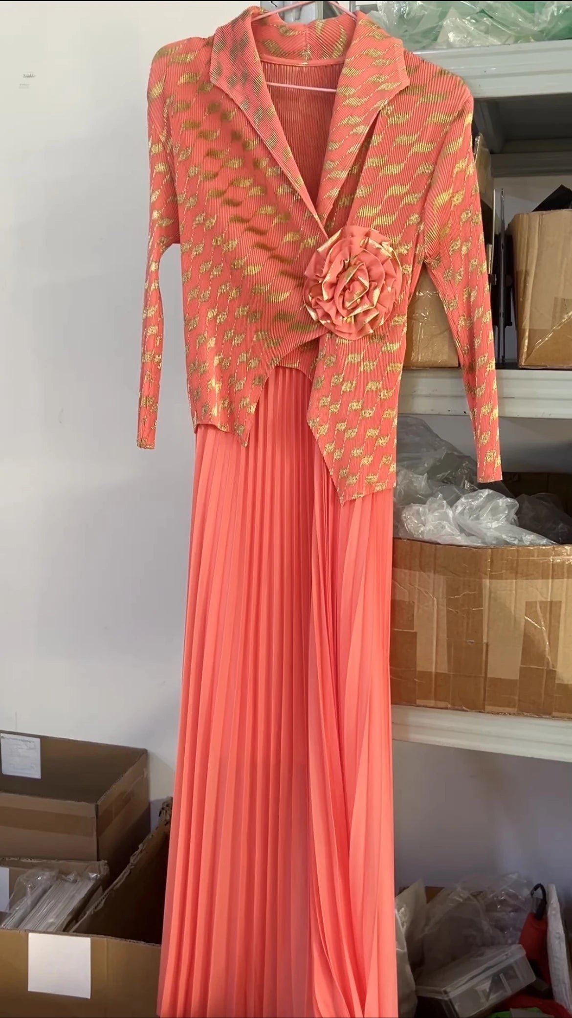 New Miyake Pleated Women's Dresses Ironed Printed Long Elegant Geometric Folded Clothing No Ironing Required Lightweight Fabric
