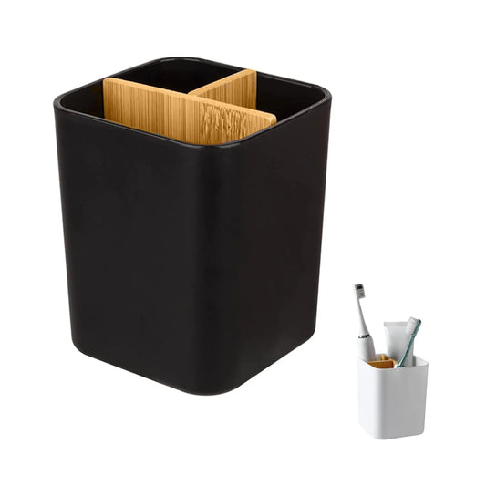 Bamboo Toothbrush Holder for Bathrooms, 3 Slots Toothbrush and Toothpaste Holder for Electric Toothbrushes, Floss, Razors