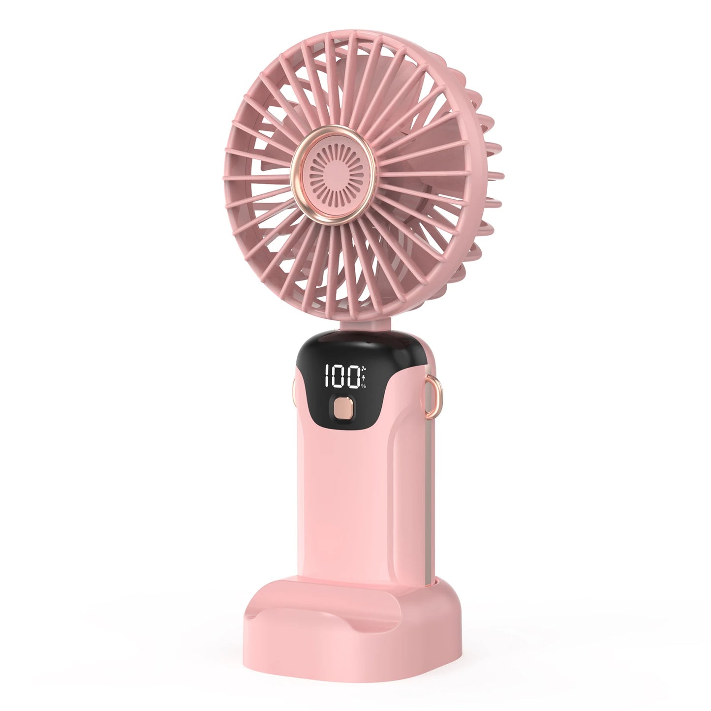 Portable Fan Mini Handheld Electric Fan with LED Sceen Battery Display Support 5 Adjustable Wind Speed Silent Operation Foldable