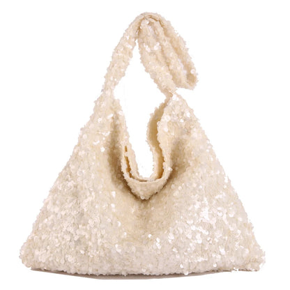Fashion Sparkly Sequin Sweet Tote Bag for Women Casual Glitter Shopper Shoulder Bag for Party Large Capacity Youth Shiny Handbag