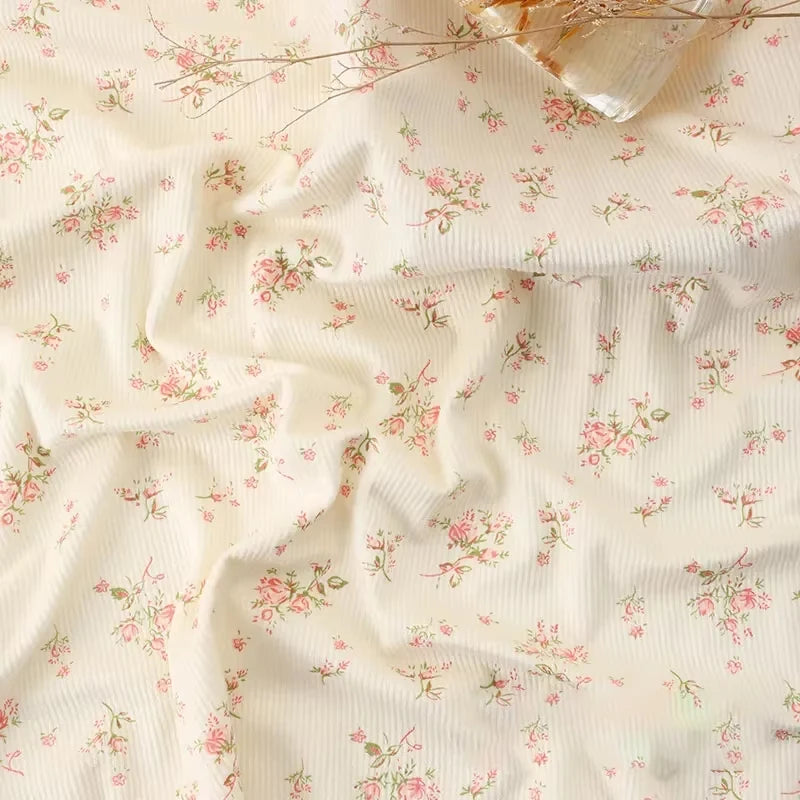 0.5m/1m Thickened Corduroy Fabric Small Floral Printed Fabric Making Dresses Children's Clothing Handmade DIY Clothing Fabrics