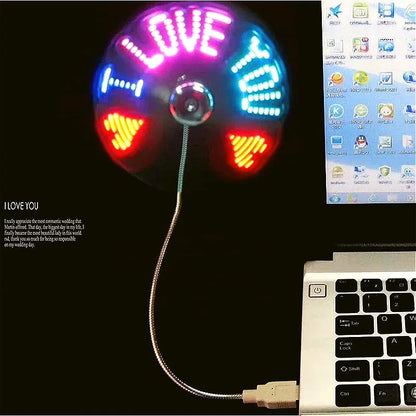 Portable USB LED Message Fan, Programmable RGB Light Gooseneck Fan for Home Office Computer Rechargeable Fan Electronic Gadgets