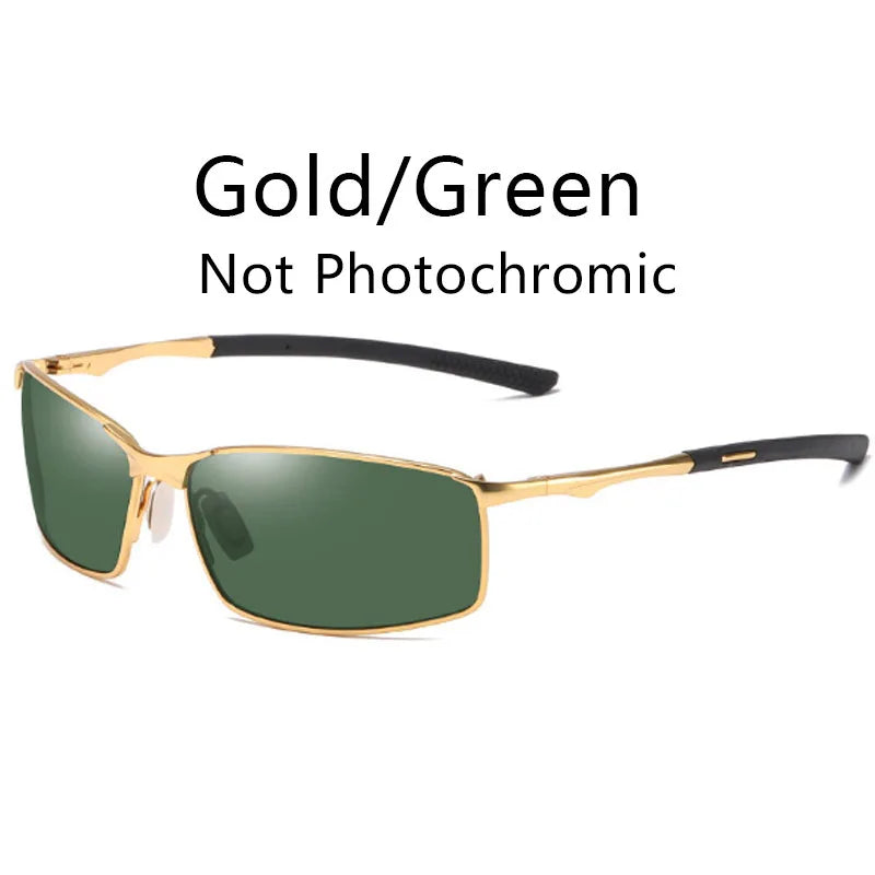 Photochromic Men Polarized Sunglasses Male Metal Square Glasses Driving Sun Glasses UV400 Outdoor Sports Cycling Goggles