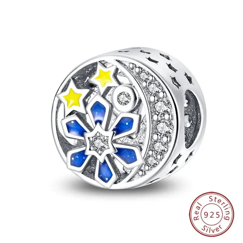 Original 925 Sterling Silver Charms Beads Winter Snowflake Snowman Igloo Penguin Pendant Fit Bracelet Women Jewelry Gift