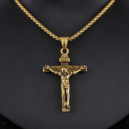 Christian Jesus Cross Necklace For Women Men Stainless Steel Chains Choker Religion Cross Pendants Jewelry Prayer Baptism Gifts