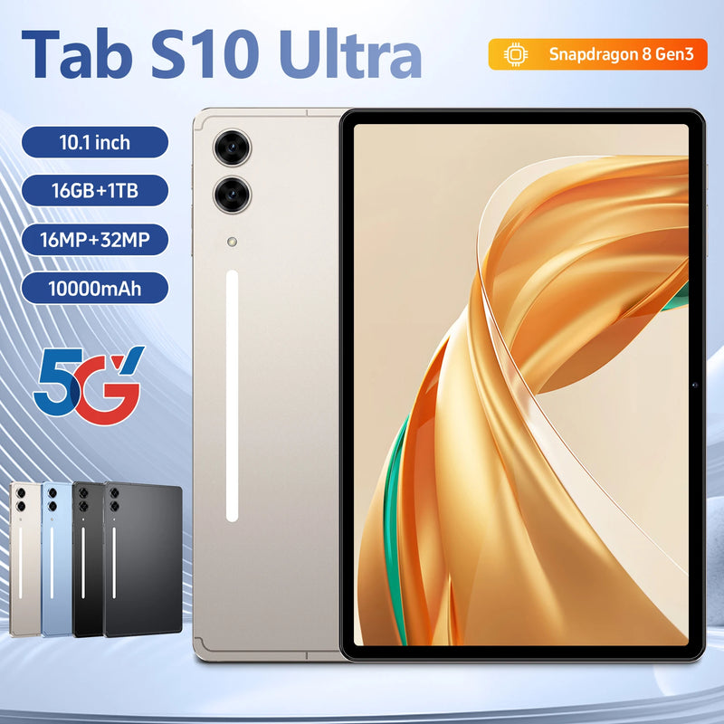 2025 Original Intelligent S10 Ultra Tablet 10.1inch High-definition 4K Android 15 16GB+1TB 10000mAh 5G Dual Card