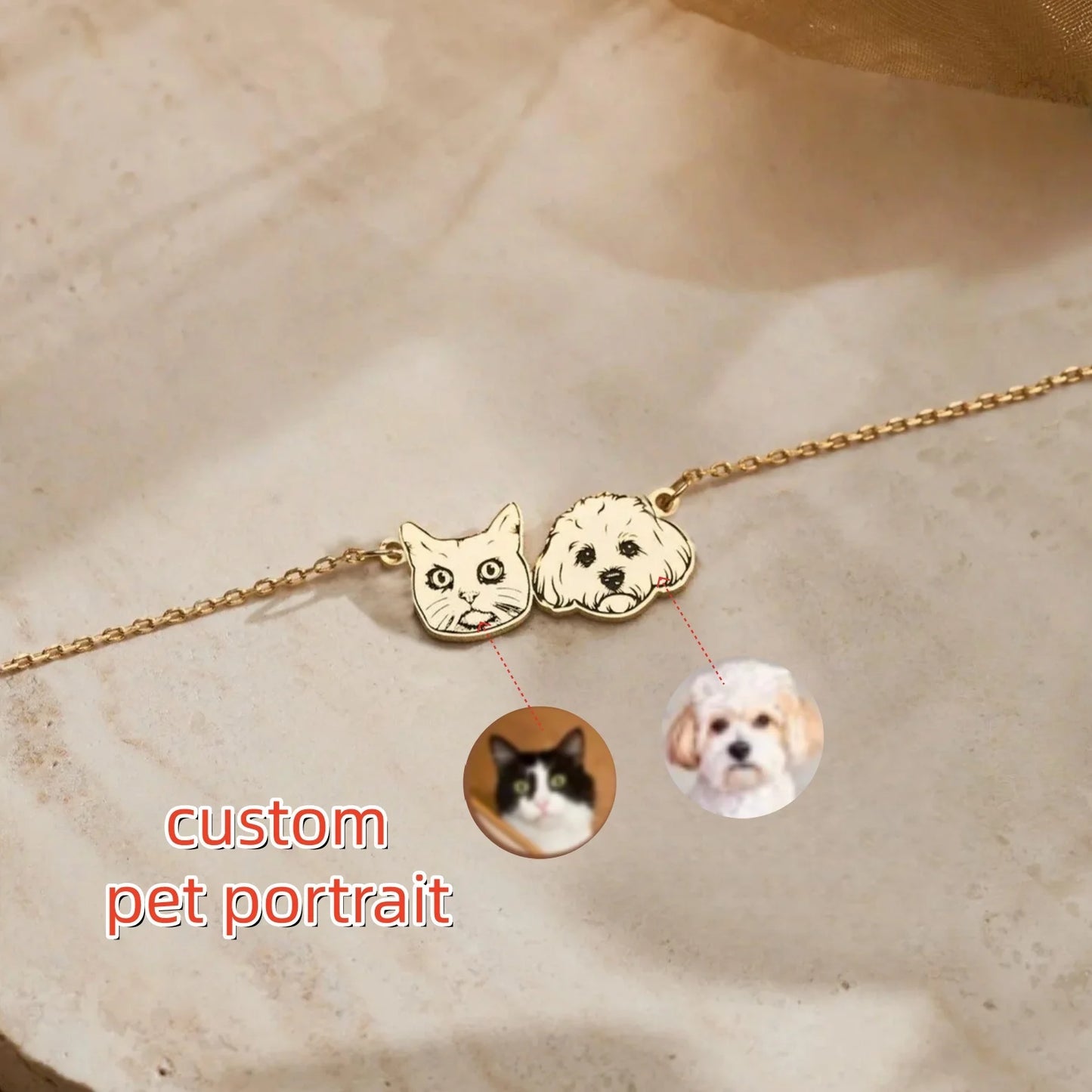 Custom Pet Portrait Necklace Pet Memorial Jewelry Pet Name Necklace Engraved Necklace Dog & Cat Necklace Women Necklace