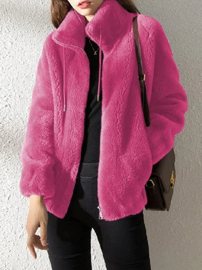 Korean Women Long Sleeve Jackets New Autumn Winter Jackets for Women Plush Thickened Double Sided Cashmere Lapel Warm Coat blusa