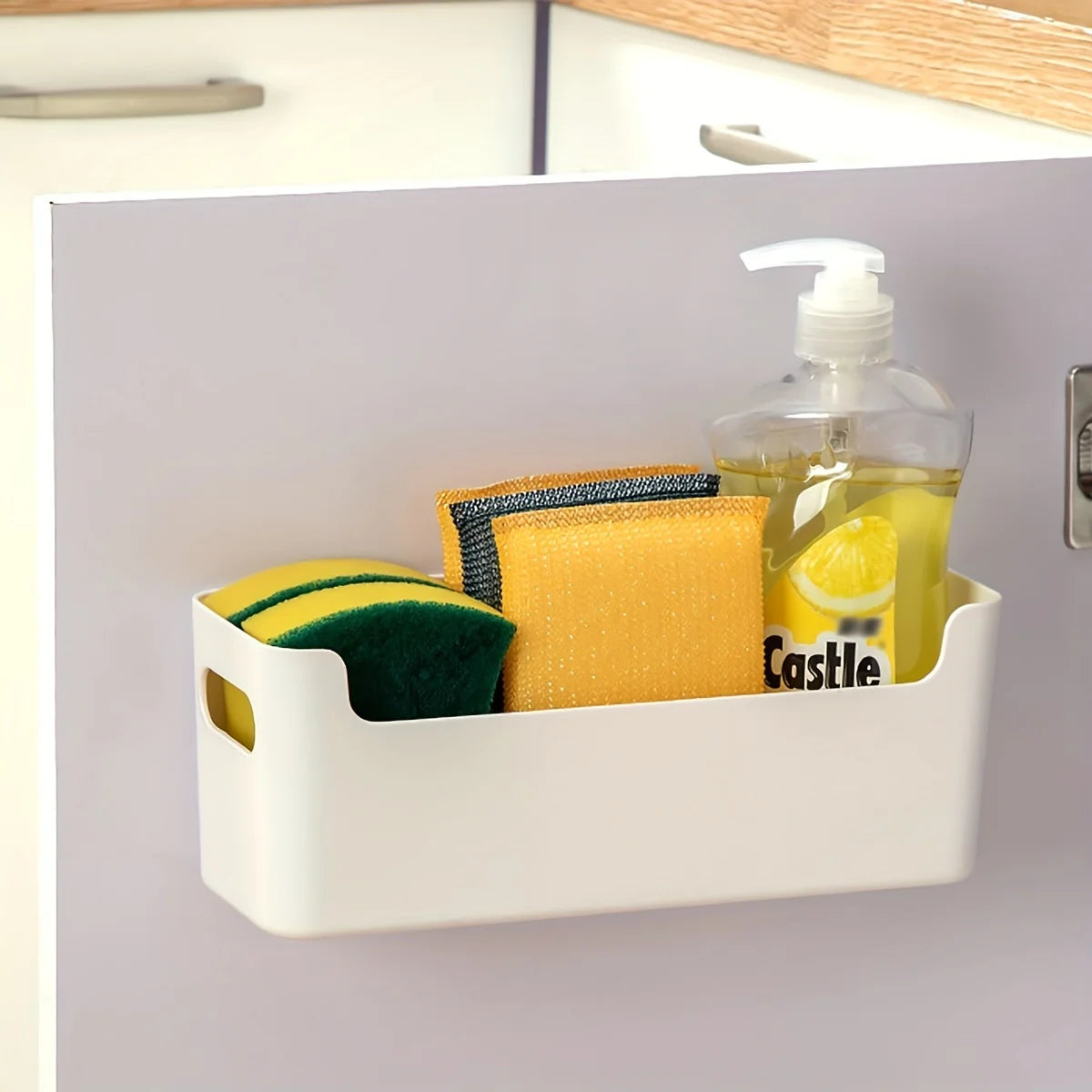 WORTHBUY Multifunctional Plastic Kitchen Storage Organization Punch Free Wall-Mounted Cabinet Storage Box For Kitchen Accessorie