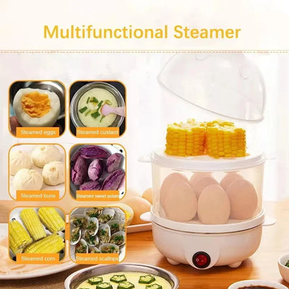 Double Layers Electric Egg Boiler Multifunctional Breakfast Cooking Machine Mini Egg Steamer Poacher Kitchen Accessory