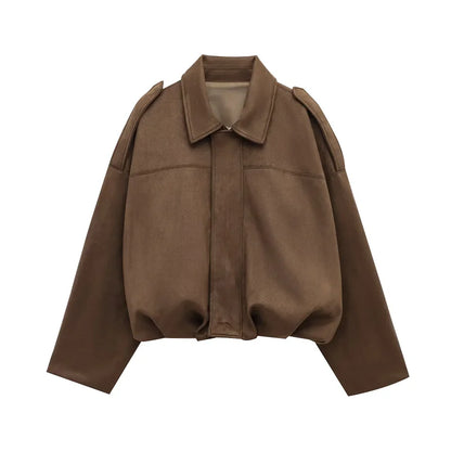 HXAO Elegant Bomber Jackets 2025 Women's Spring Long Sleeve Jackets Ladies Fashion Casual Plus Size Coats New In Outerwears