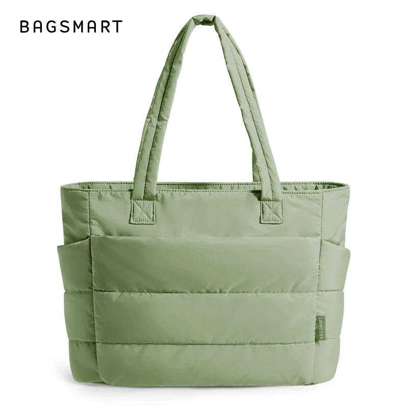 BAGSMART Tote Bag Large Capcity Women's Bags Puffer Padded Handbag For College School Portable Commuting Leisure Travel Pouch