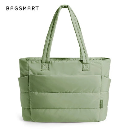 BAGSMART Tote Bag Large Capcity Women's Bags Puffer Padded Handbag For College School Portable Commuting Leisure Travel Pouch