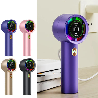Portable Handheld Fan MINI  USB Rechargeable Mini Fan With Digital Display Screen Small Electric Fan for Outdoor Camping