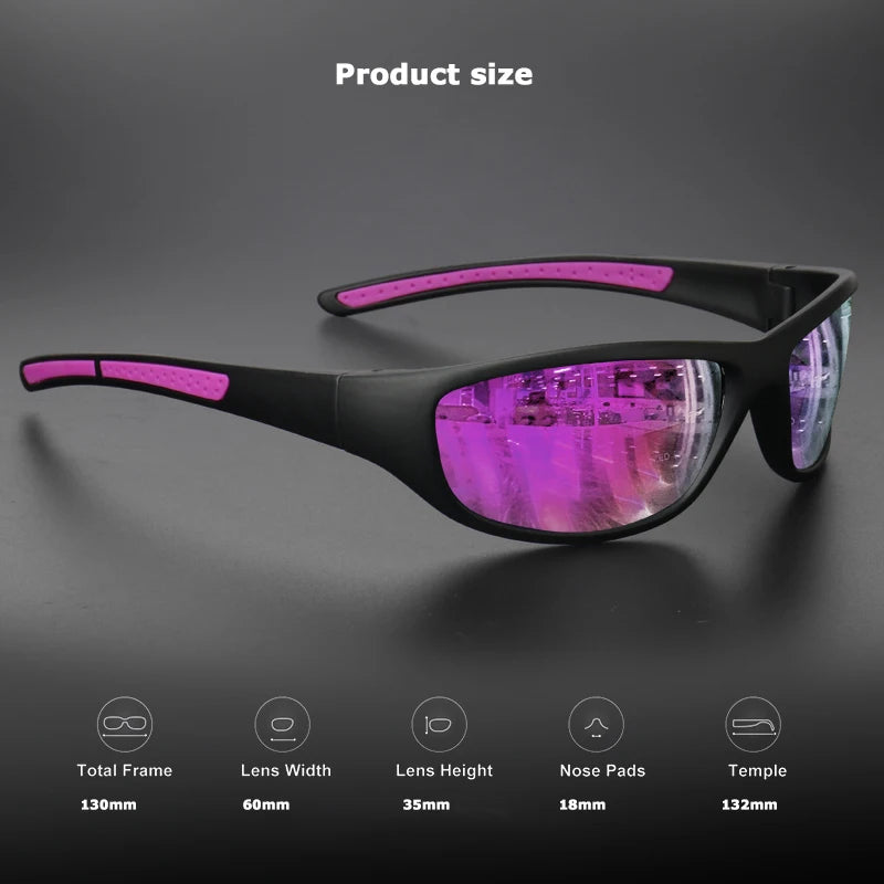 Polarized Sports Sunglasses for Men Women Running Fishing TAC Lens Anti Glare Soft Silicone Non-Slip Temple Outdoor Eyewear UV