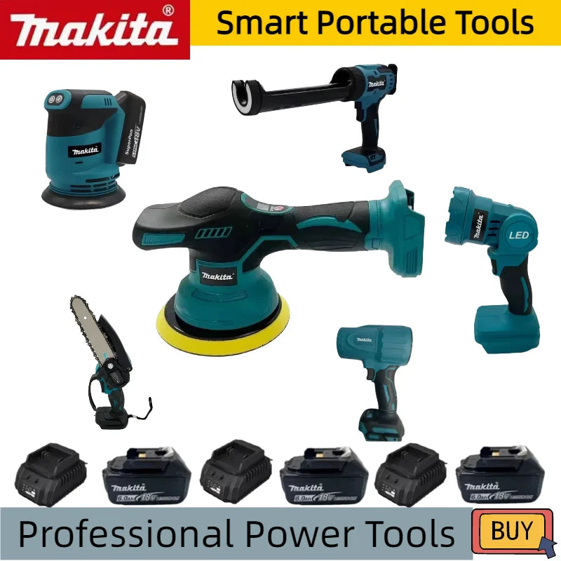 Makita Multi‑Model Cordless Power Tools: Polisher, Blower, Electric Caulk Gun, Work Light & Electric Reciprocating Saw 18V
