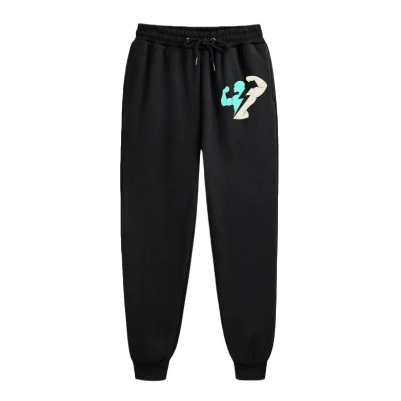 Athletic Performance Men's 100% Cotton Gym Long Pants Elastic Waist Drawstring Sweat-Absorbing Comfortable Trousers