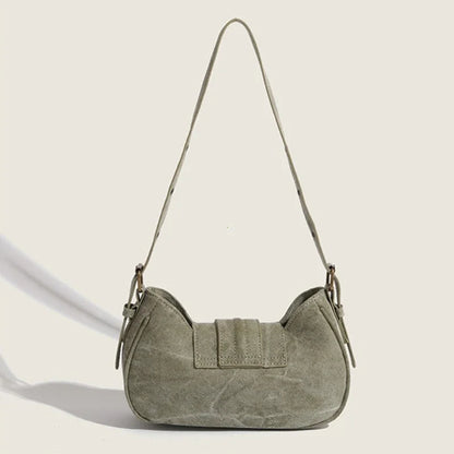 Y2k Vintage Shoulder Bag American Street Style Rivets Green Canvas Handbag Gothic Punk Biker Cool Designers Underarm Bag Handbag
