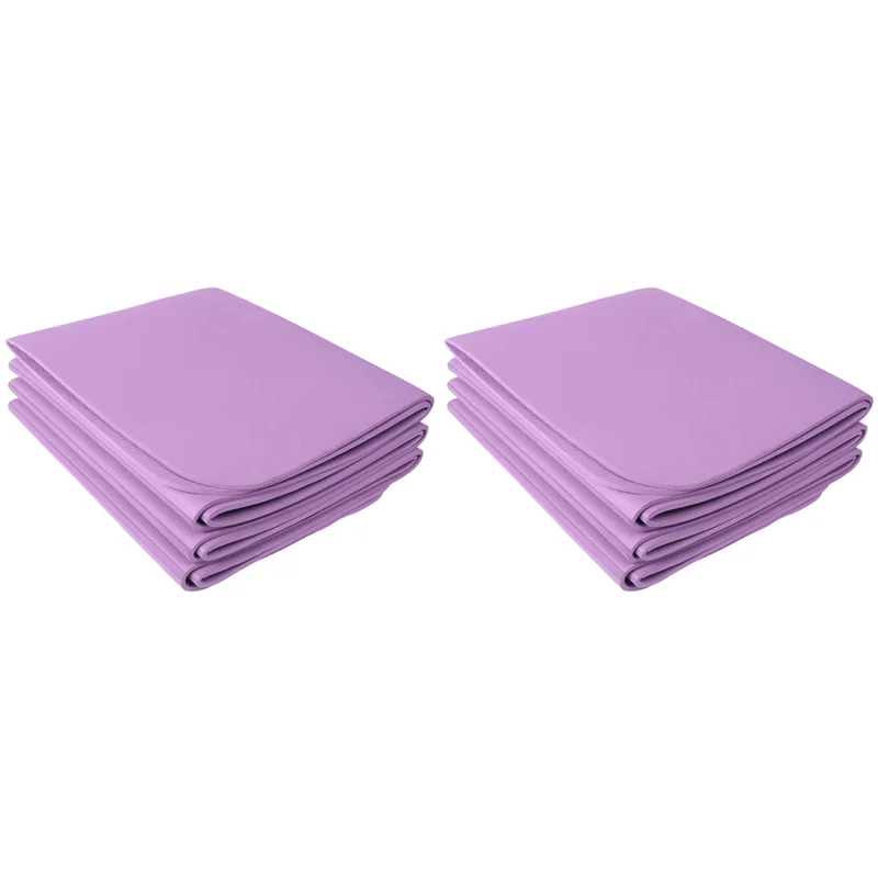 Y67A-2X Foldable Yoga Mat Folding Travel Fitness Exercise Mat Double Sided Non-Slip For Yoga Pilates & Floor Workouts Purple