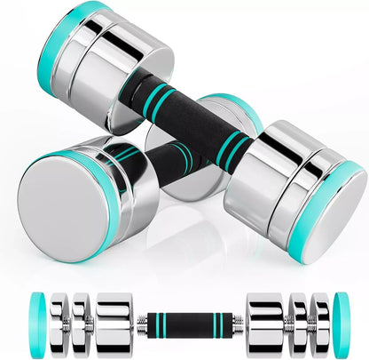 Adjustable Steel Dumbbells Barbell Dumbbell Set 2 Ultra-compact Dumbbells 5Kg / 10Kg / 15Kg for Home Gym Workout