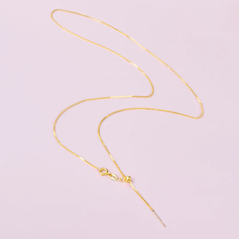 Pure 18K yellow gold necklace Fine Jewelry Needle Chopin au750 Fine Jewelry Chopin chain versatile party gift for women x534
