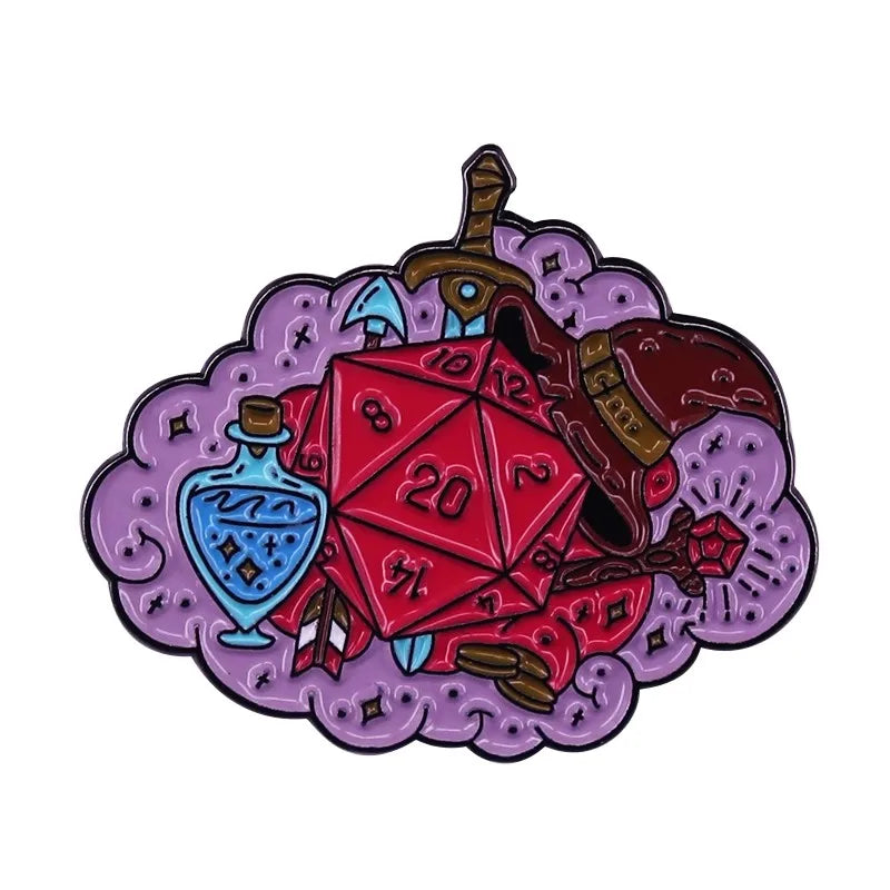 RPG Dice Game D&D Enamel Pins Dungeons Brooch Fashion Personality Lapel Badge Hoodie Decorative Accessories Fans Gift