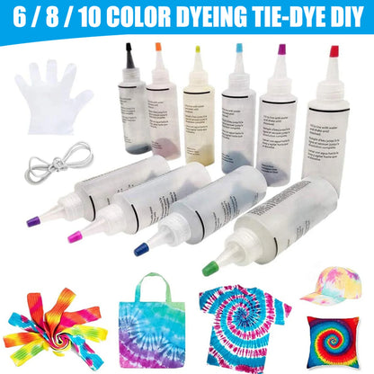 6/8/10 Colors Tie-Dye Kit Fabric Textile Paints Colorful Tie Dying for Craft Arts Fabric Textile Party