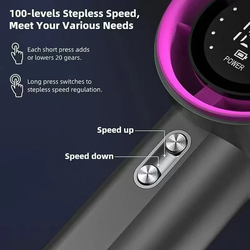 Lenovo 100 Levels Small Fan Usb Digital Display Rechargeable Handheld High-speed Powerful Wind Handheld Turbo Portable Fan