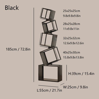 5 Layer Grid Bookshelf Modern Simple Foldable Storage Metal Living Study Room Decoration Corner Arrange Floor Standing Bookshelf