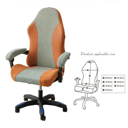 Office Computer Chair Cover Spliced Color Patchwork Elastic Fleece Jacquard Stretch Gaming Chair Cover With Armrest Cover