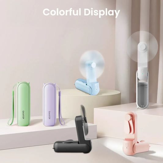 Portable Hand Held Fan with USB Rechargeable 2000mAh Battery, Foldable, Small,or Girls, Travel For Women, Outdoor Amagi