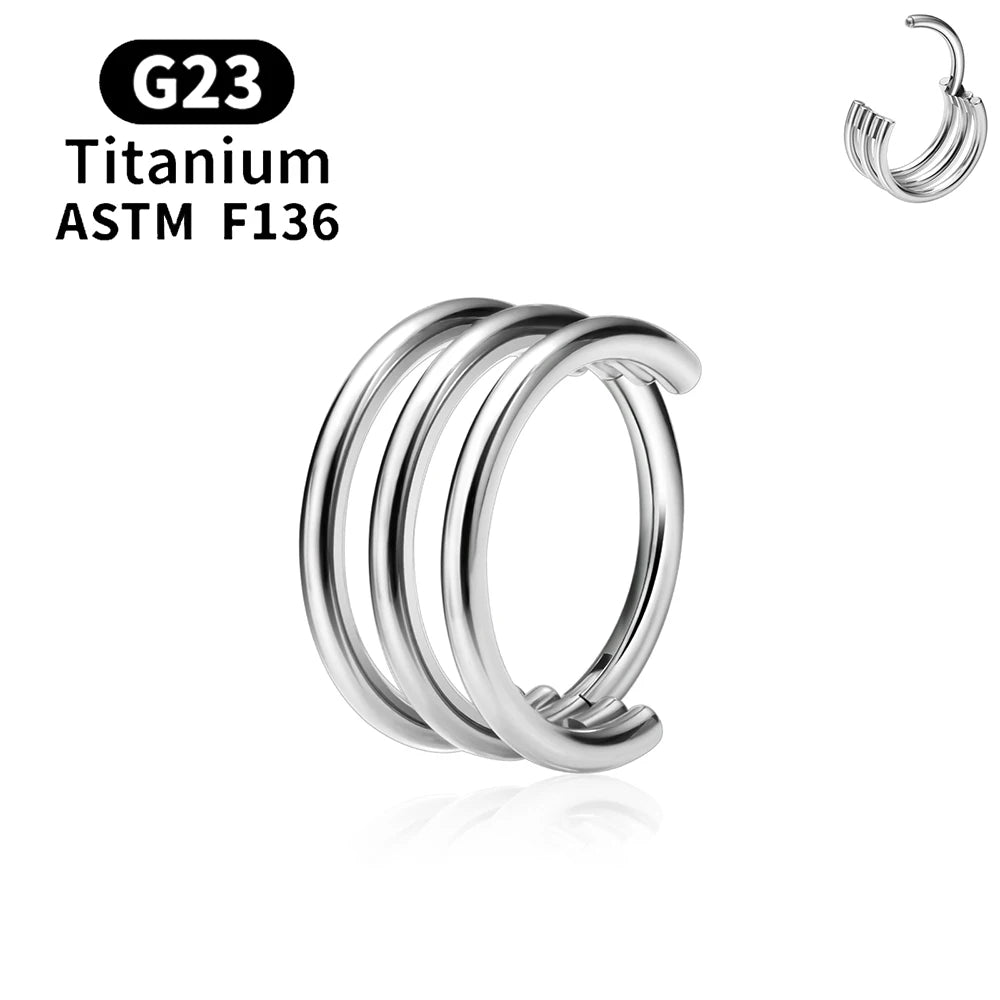 ASTM F136 Titanium 16G Hinged Nose Ring CZ Septum Clicker Cartilage Hoop Earrings Tragus Rook Daith Conch Helix Piercing Jewelry