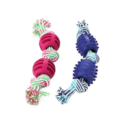 Double Knot Cotton Cord with Ball Dog Toy Teeth Grinding Toy Teeth Cleaning Pet Products